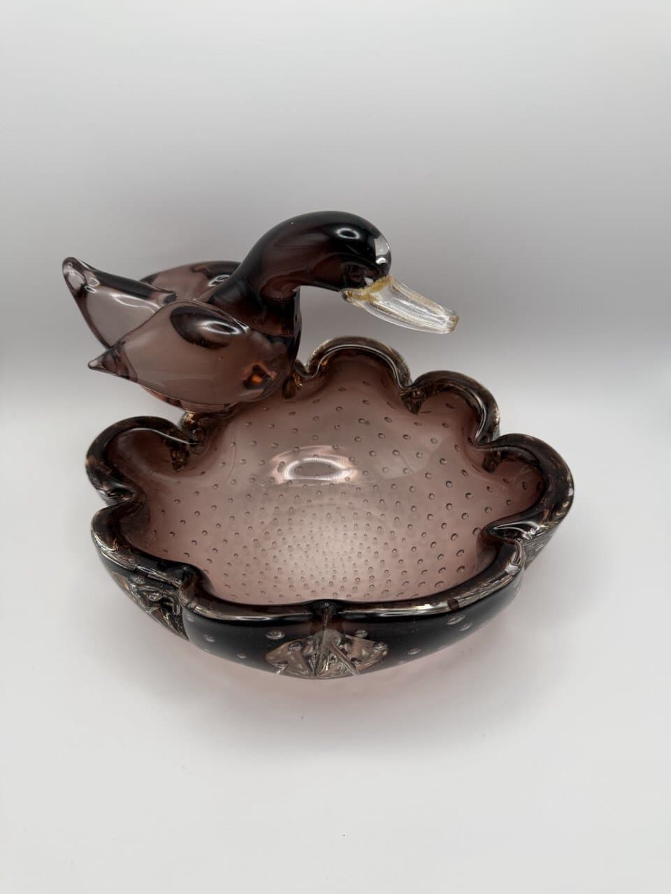 Vintage Murano amethyst duck bowl